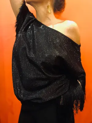 Corsage à franges: Lurex black — photo 1