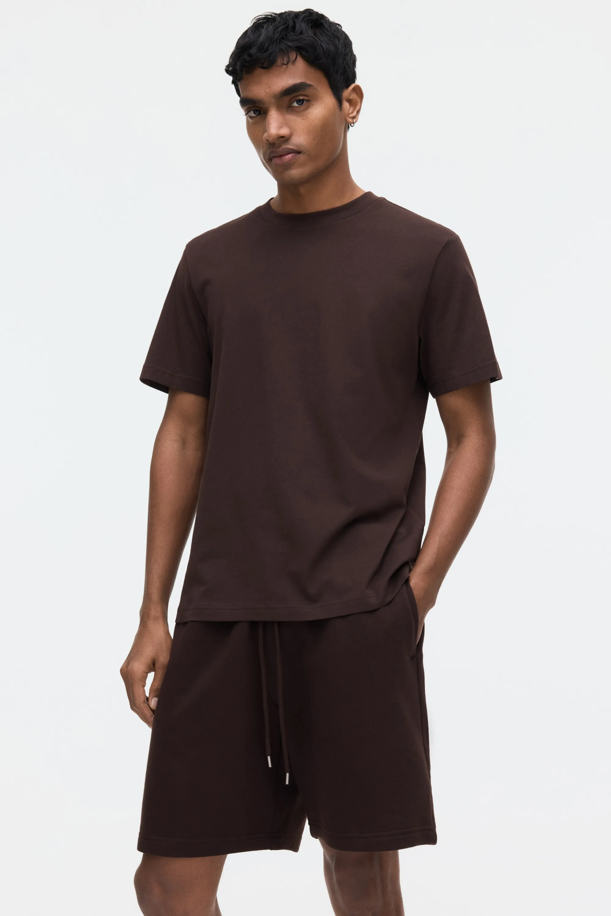 Short Regular Fit en molleton - Marron foncé