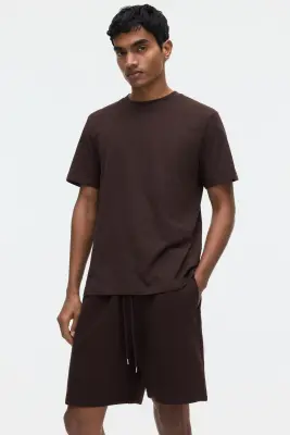 Short Regular Fit en molleton - Marron foncé — photo 1