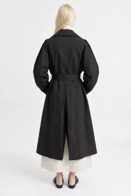 Trench Kab Noir en twill de coton épais — photo 3