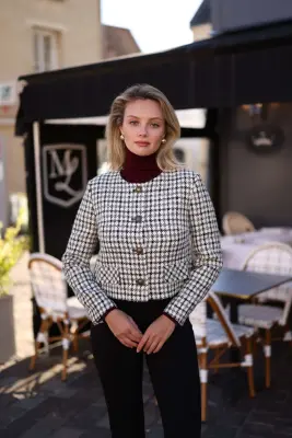 Leontine Tweed Jacket - Black white gold — photo 3