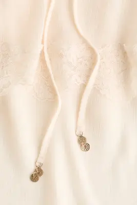 Blouse avec détail façon cape - Crème — photo 4
