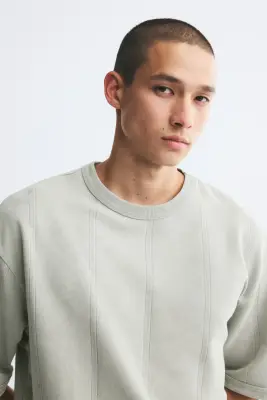 Relaxed Fit Boxy T-shirt - Beige clair — photo 2
