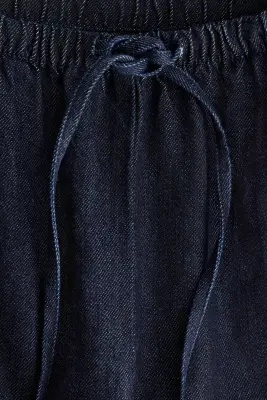 Pantalon en denim avec cordon de serrage - Bleu denim foncé — photo 4