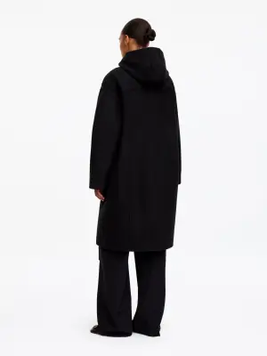 Duffle-coat en laine mélangée - Noir — photo 2