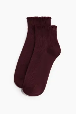 Lot de 5 paires de socquettes - Bordeaux/rose clair/crème — photo 1