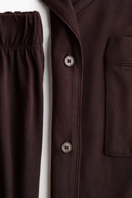 Pyjama en viscose mélangée - Marron foncé — photo 5