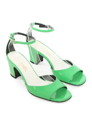 Sandales en cuir verni vert pomme à bride cheville Prix boutique 1250€ Taille 38 — photo 4