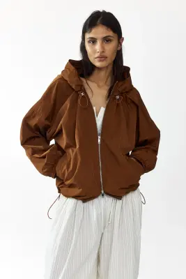Veste à capuche en nylon - Marron — photo 1
