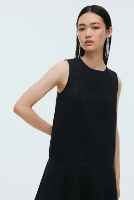Robe ornementée en denim - Noir — photo 2