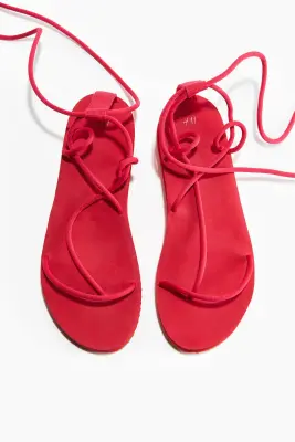 Sandales à plateforme avec brides fines - Rouge — photo 3