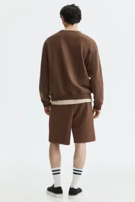 Short Relaxed Fit en interlock - Marron — photo 2