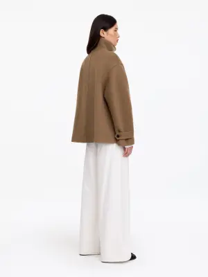 Duffle-coat court en laine mélangée - Taupe foncé — photo 3