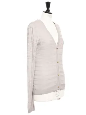 Gilet en soie et coton gris rose et boutons dorés Prix boutique 700€ Taille 36 — photo 4