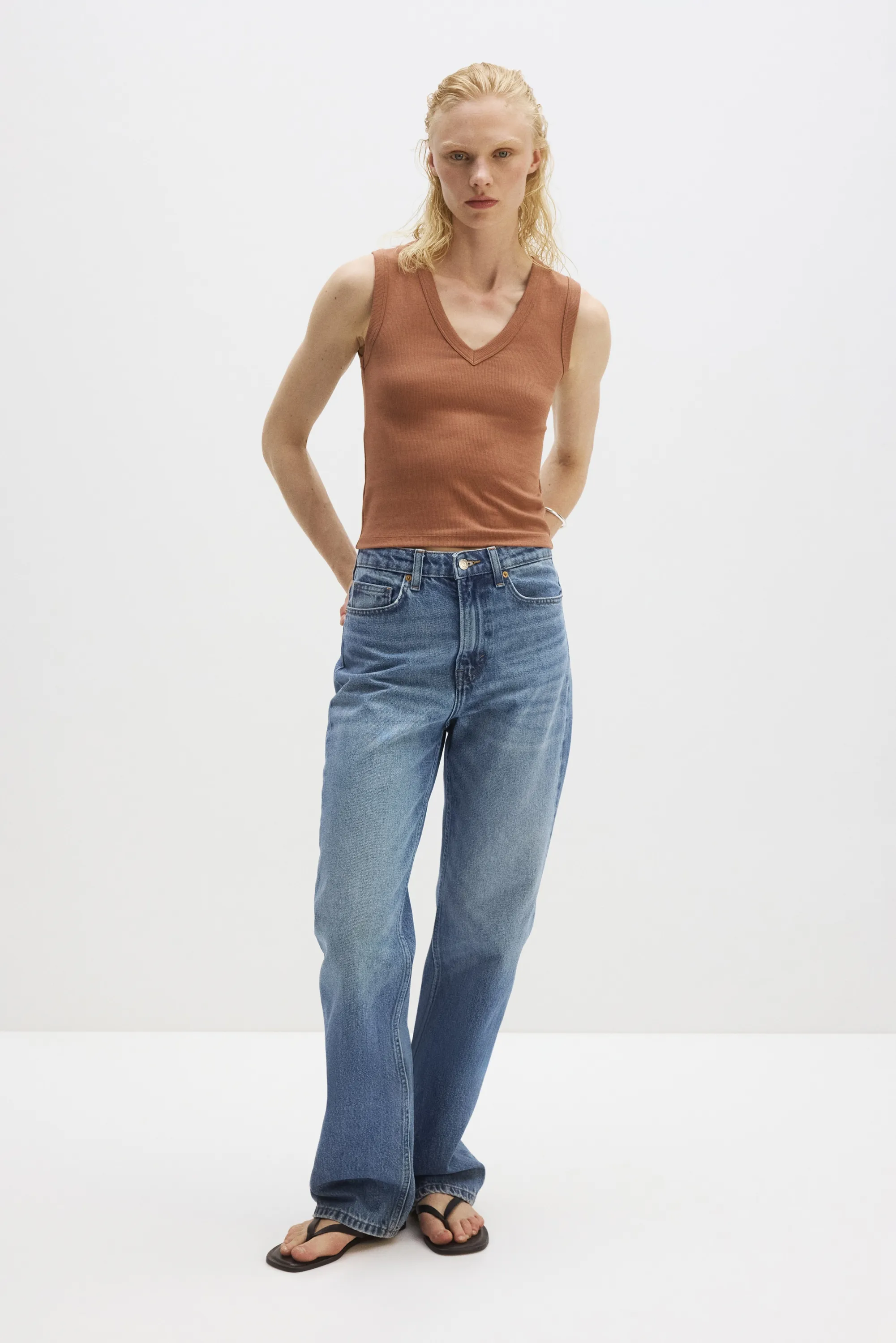 Débardeur côtelé Cooling Slim Fit - Brun rouille
