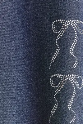 Jegging large à l'aspect denim - Bleu denim/nœuds — photo 1
