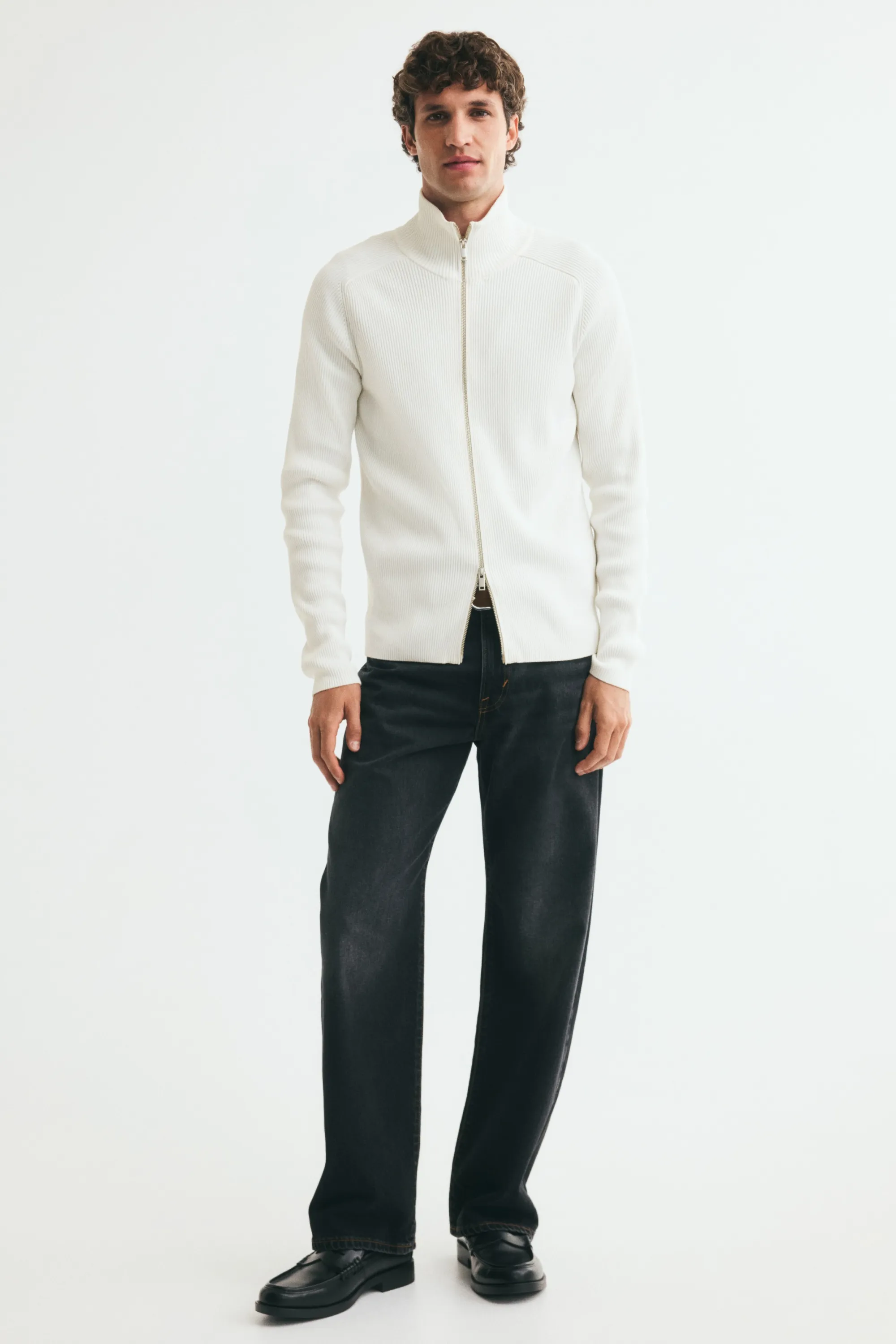 Gilet Slim Fit en maille côtelée - Blanc