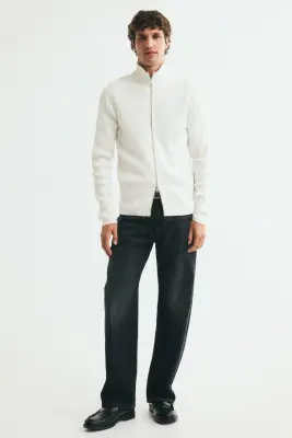 Gilet Slim Fit en maille côtelée - Blanc — photo 1