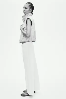 Pantalon en maille avec cordon de serrage - Crème — photo 2