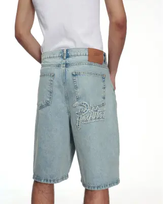 Light Wash Denim Shorts Light Blue Denim — photo 3