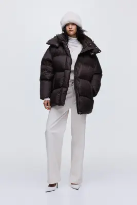 Hooded down puffer jacket - Marron foncé — photo 3