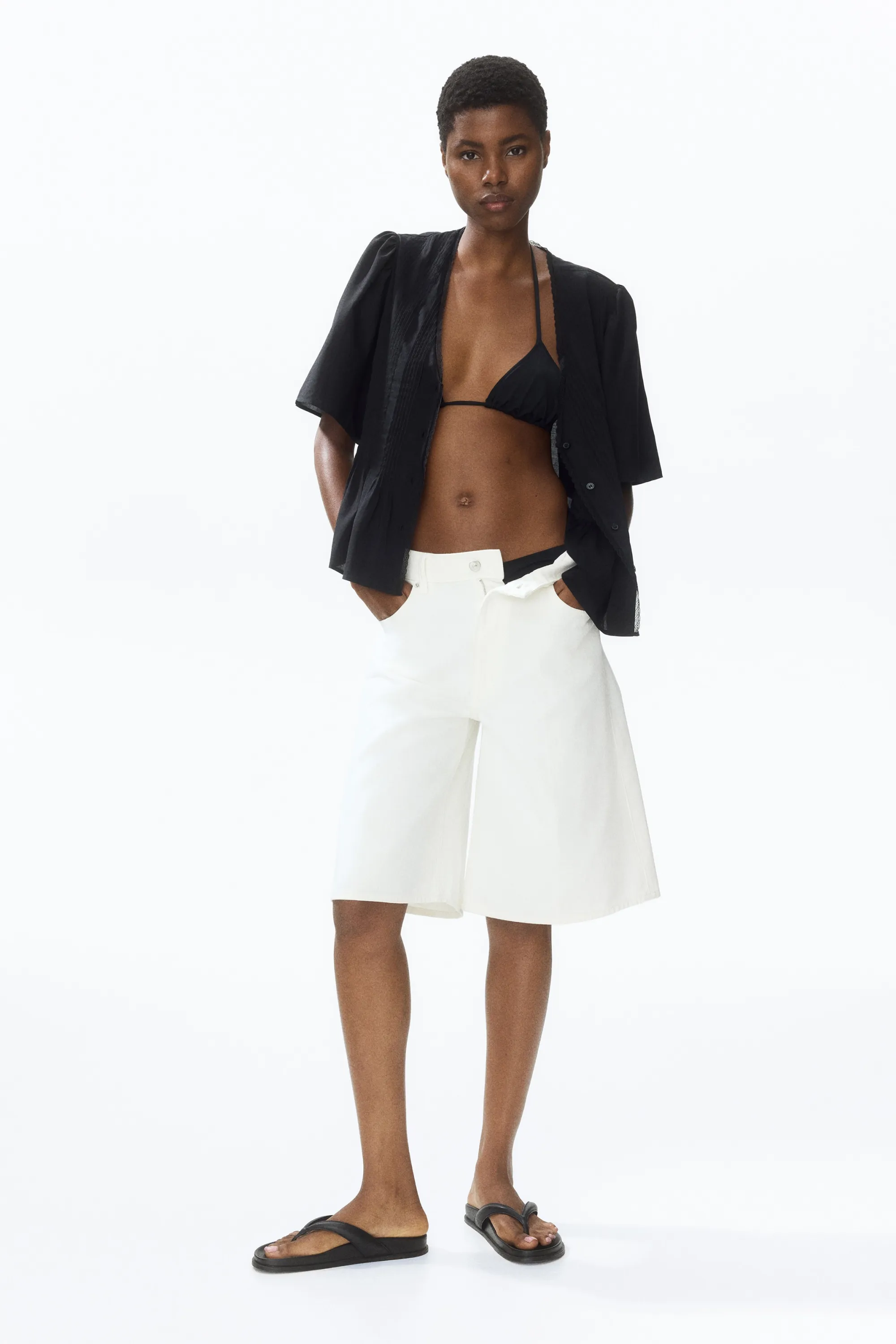 Blouse à plis nervure - Noir
