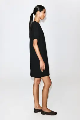ROBE COURTE NERVURÉE EN COTON - NOIR — photo 4