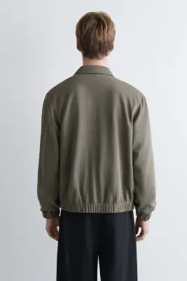 VESTE HARRINGTON EN SERGÉ CONTRECOLLÉ - VERT-GRIS — photo 5