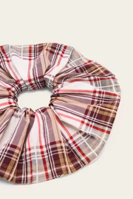 Chouchou Billy XL tartan rouge et beige — photo 4