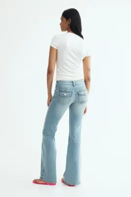 Flared Low Waist Jeans - Bleu denim clair — photo 2