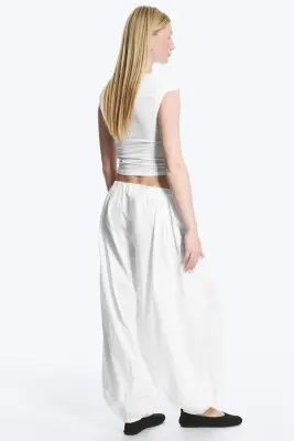 Pantalon ballon en coton - Blanc — photo 3