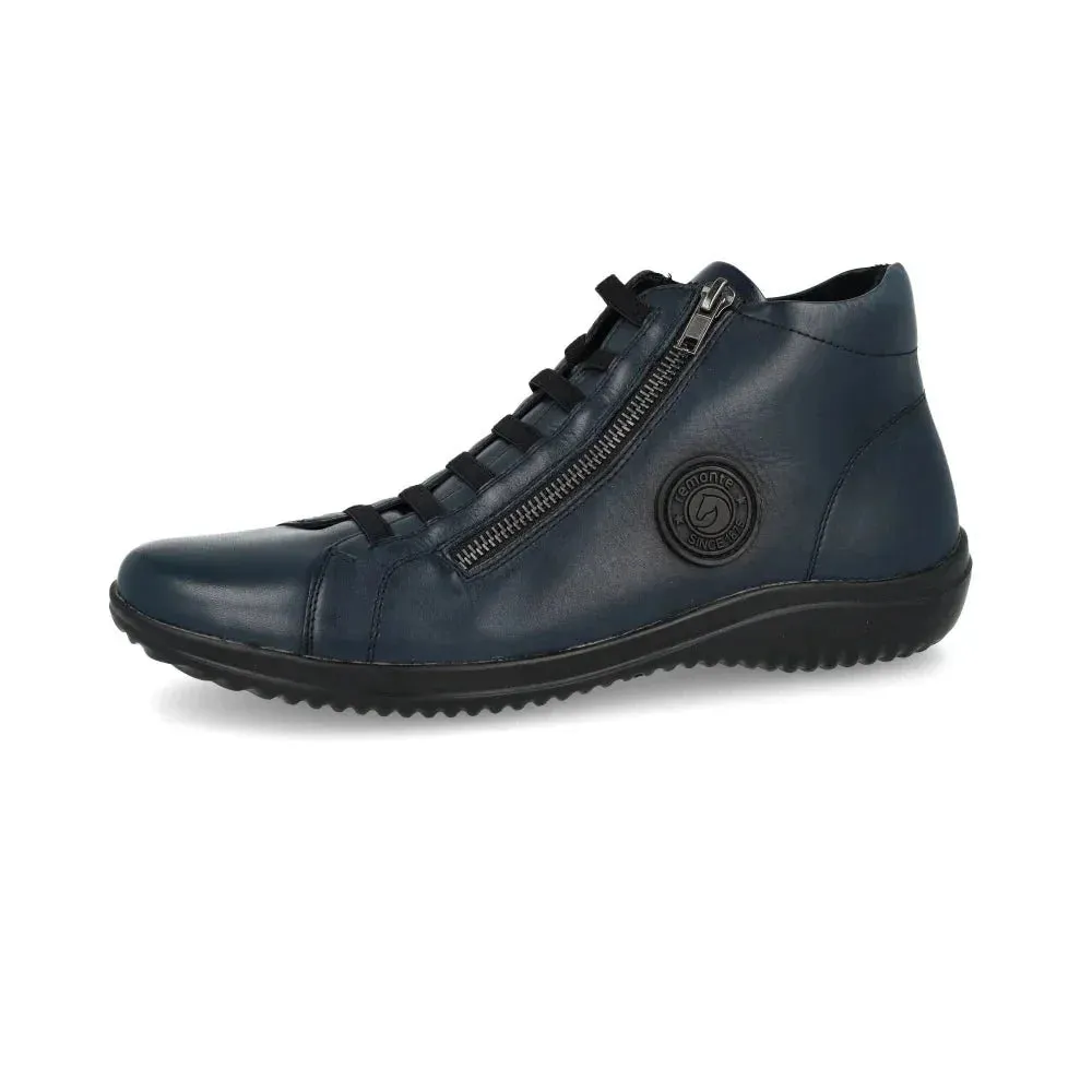 Baskets Montantes Remonte D1E70-14 Bleu Marine - Cuir Zip Grande Pointure Femme