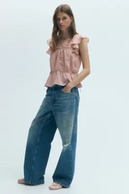 Blouse avec dentelle - Rose ancien — photo 2