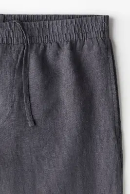 Pantalon Regular Fit en lin - Gris foncé — photo 1