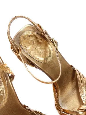 Sandales salomé à talon en python doré Prix boutique 650€ Taille 36 — photo 5