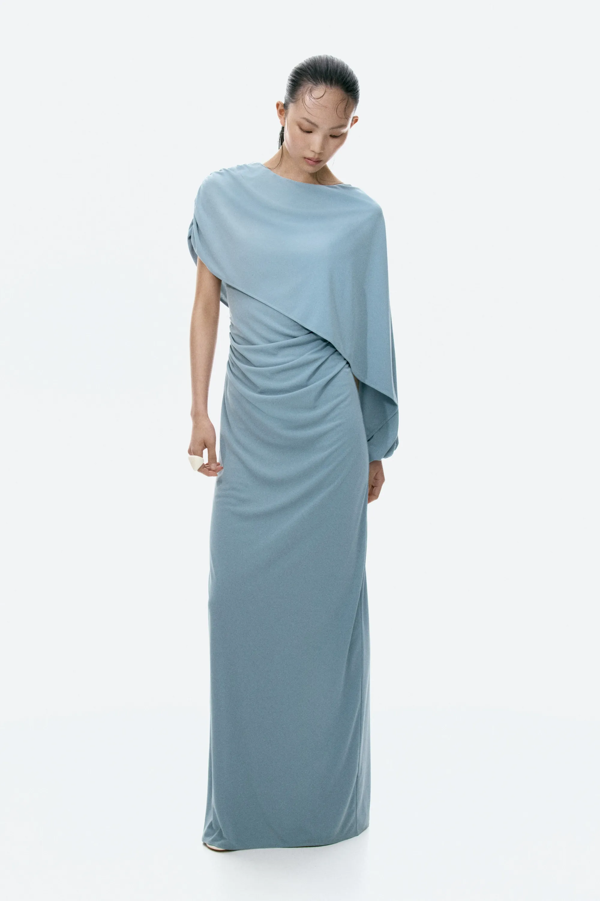 Robe drapée avec détail façon cape - Bleu ancien clair