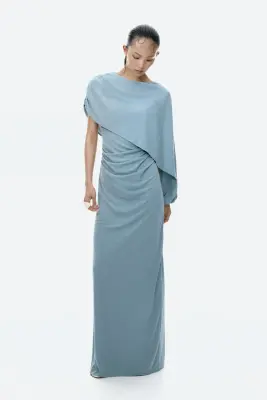 Robe drapée avec détail façon cape - Bleu ancien clair — photo 1