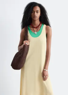 Robe midi à encolure dégagée - Jaune clair — photo 3