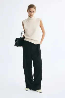 Pull sans manches avec col cheminée - Beige clair — photo 1