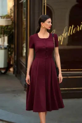 Rina Midi Dress - Bordeaux — photo 2