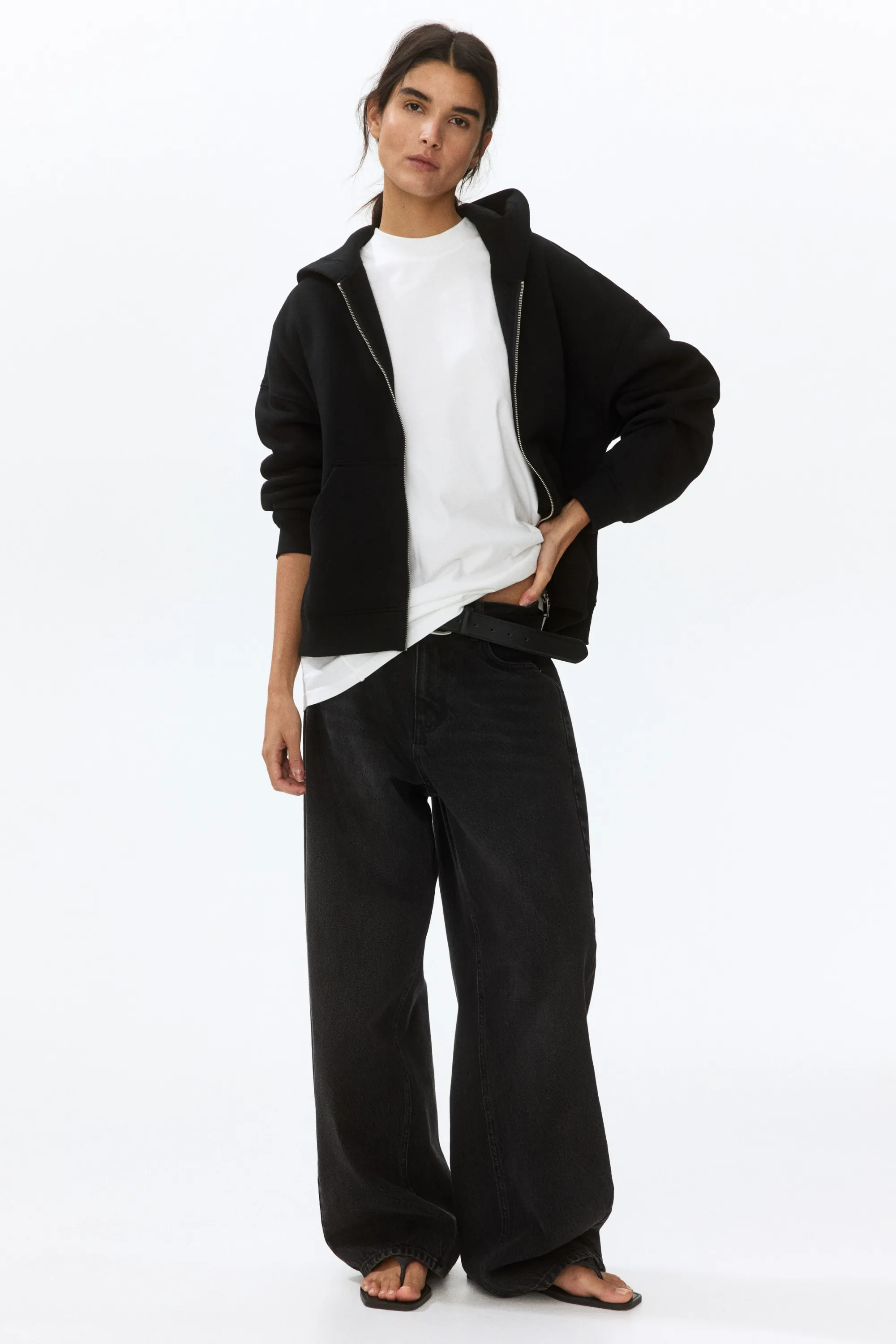 Veste à capuche zippée - Noir