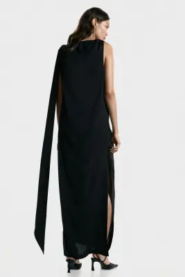 Robe avec détail à nouer - Noir — photo 2