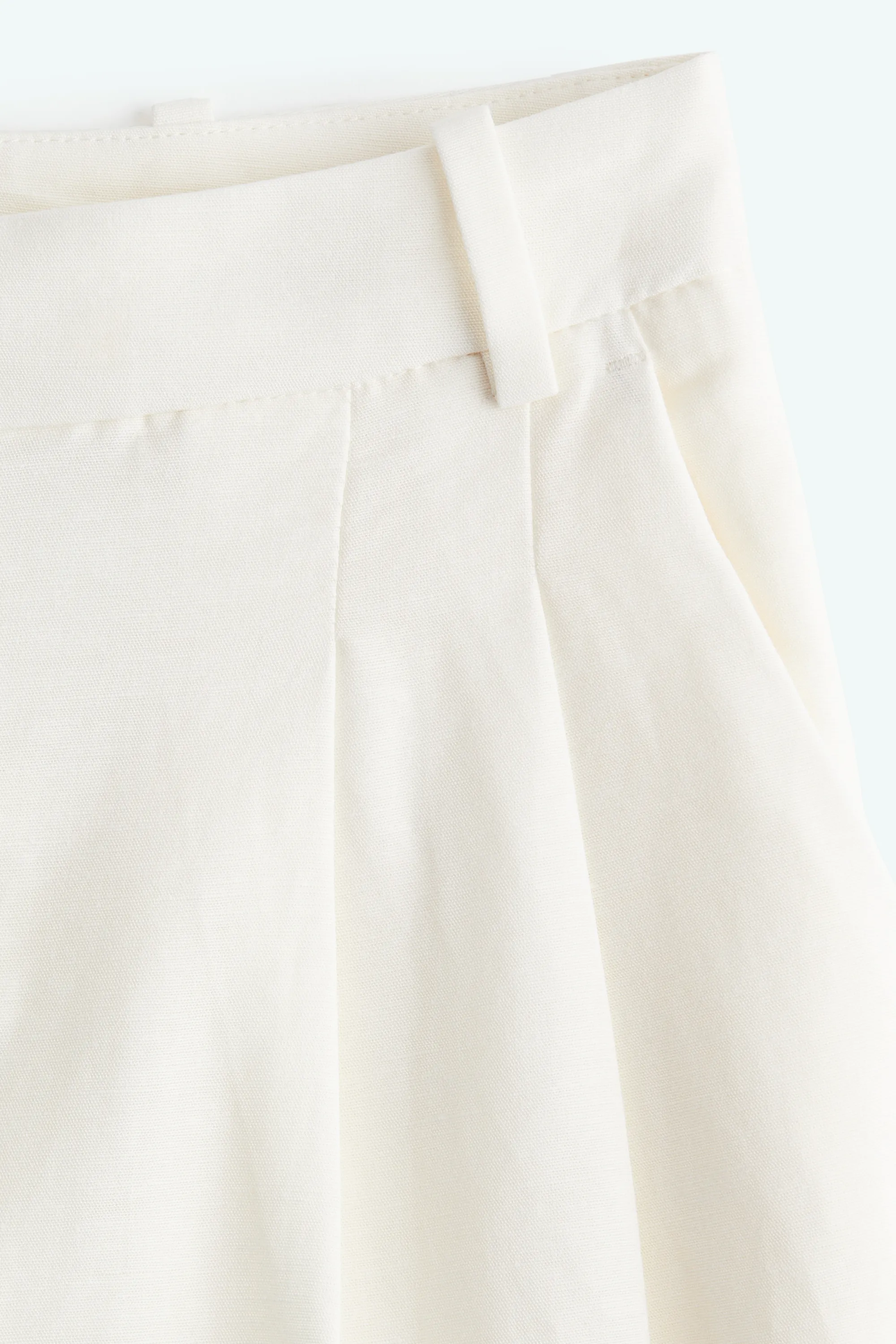 Pantalon large en lin mélangé - Blanc