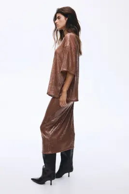Jupe à sequins - Marron — photo 2