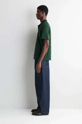 POLO EN COTON INTERLOCK - VERT FONCÉ — photo 1