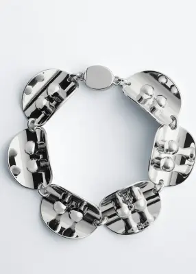 Bracelet à pièces sculpturales - Argenté — photo 2