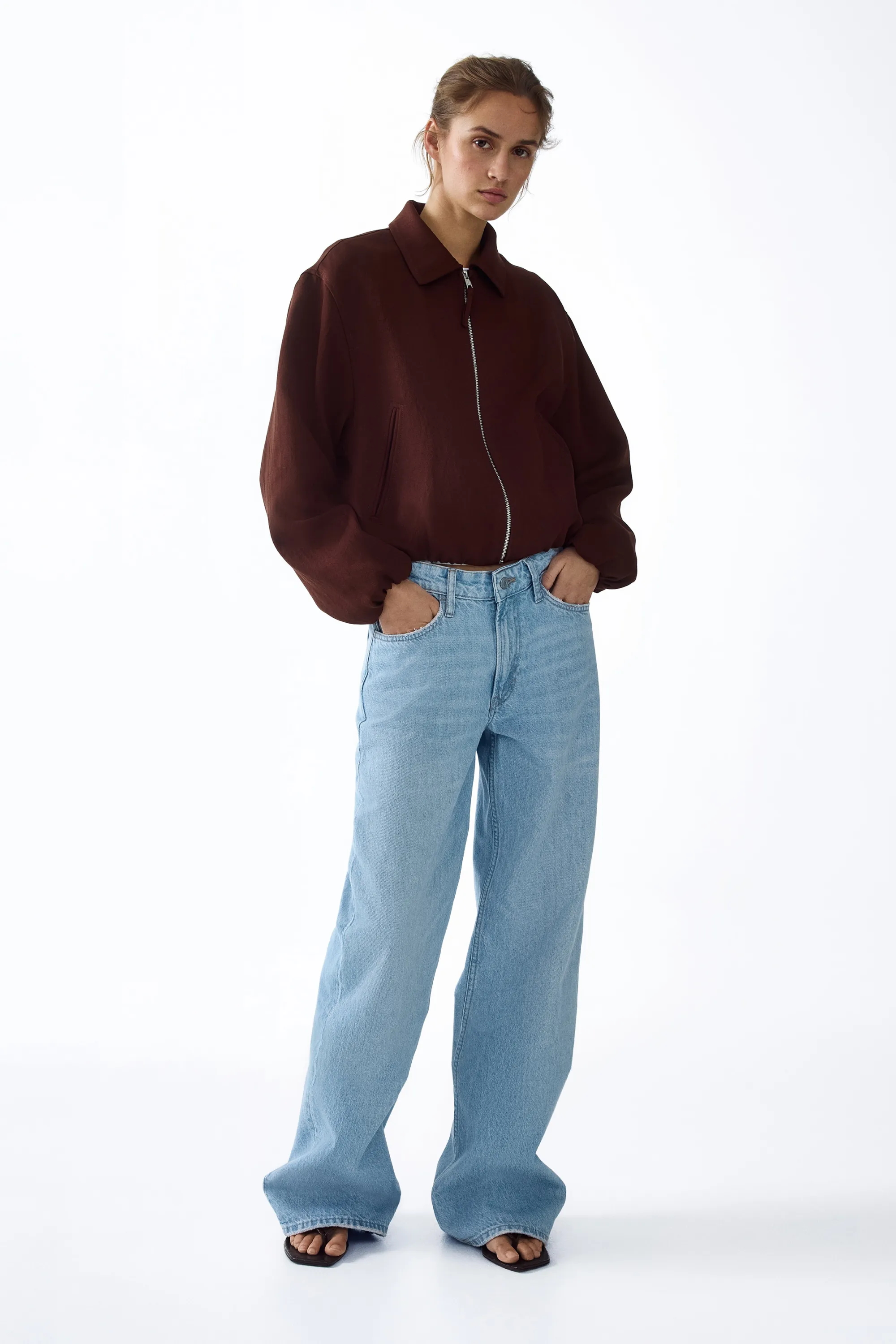 Veste oversize avec base à effet boule - Brun rouille foncé