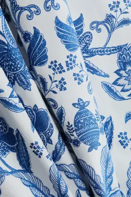Jupe évasée en popeline de coton - Bleu foncé/motif — photo 3