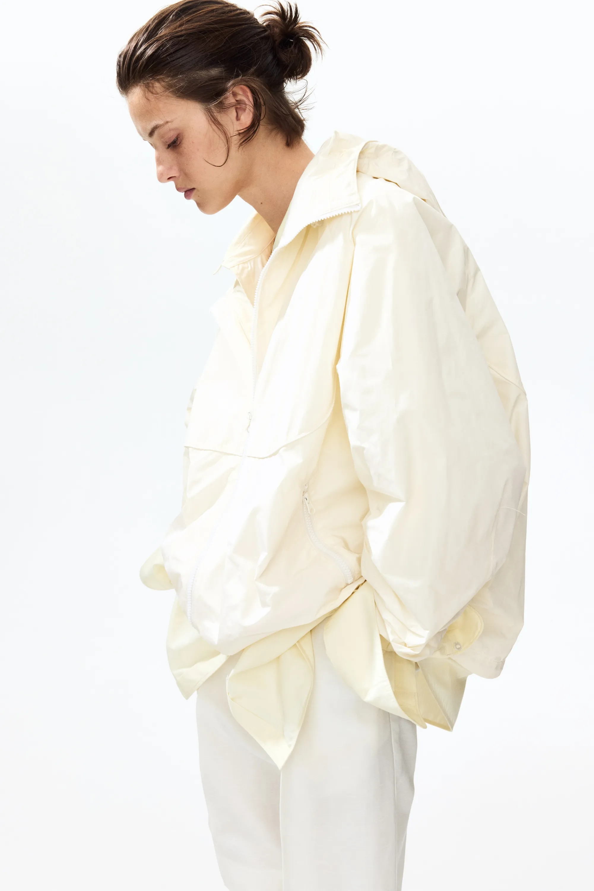 Veste coupe-vent à capuche - Crème