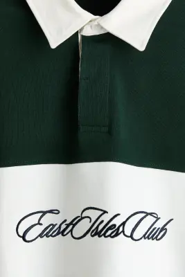 Polo de rugby Regular Fit en coton - Vert foncé/East Isles Club — photo 5